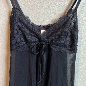 Hah black teddy lace lingerie, never worn, tie in front, short sexy, sheer